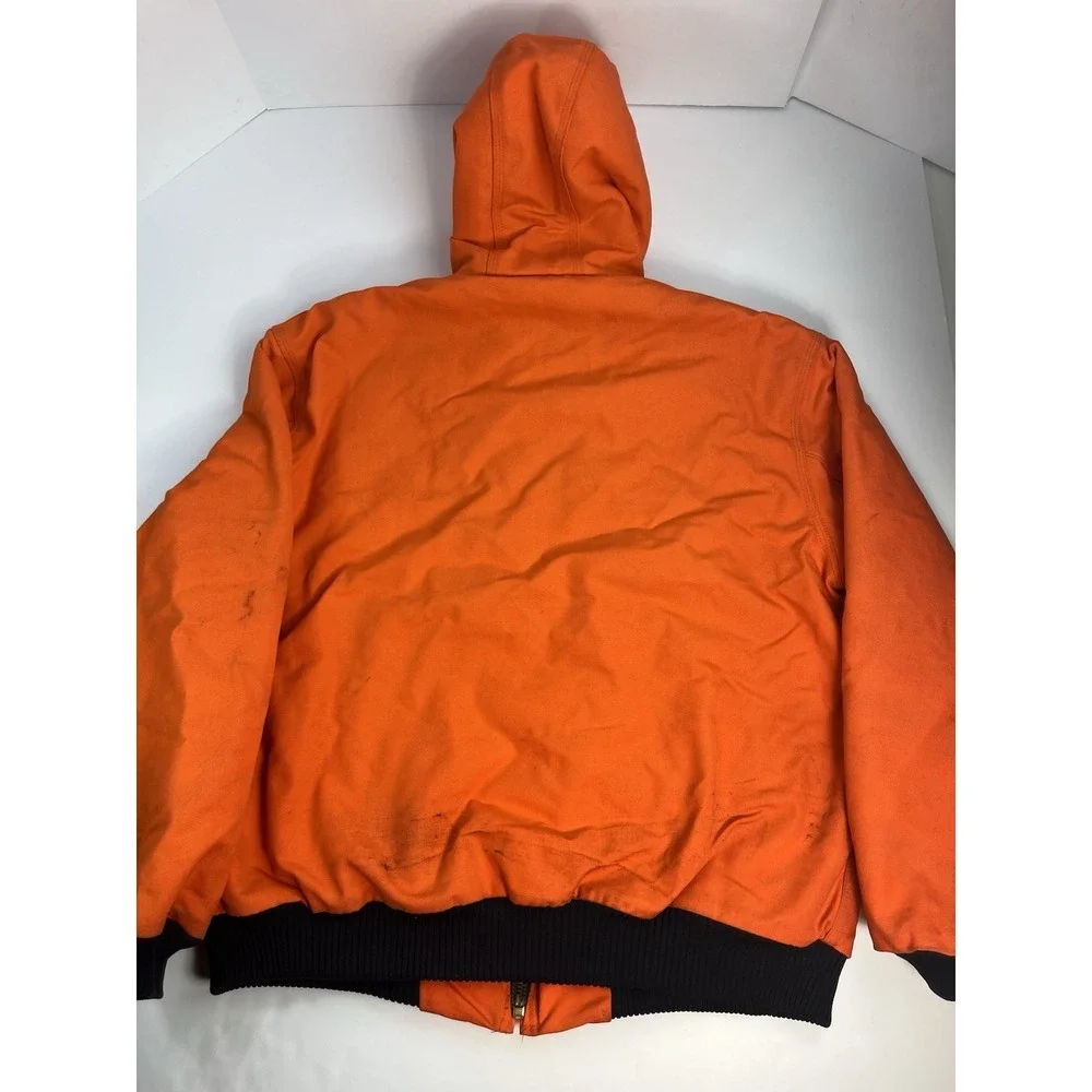 Vintage Carhartt Jacket J140 BLZ Orange Mens XL Quilt Lined Hood Blaze USA Made